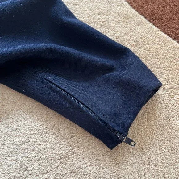 Vintage 1990s Karl Lagerfeld Collection Navy Wool Midi Shirtdress Women Size 42 - Picture 13 of 14